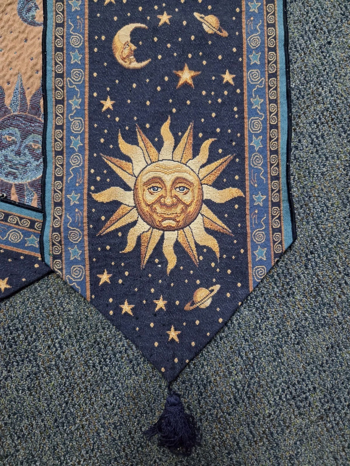 Vintage Celestial Table Runner Sun Moon And Stars 90s Wimsygoth Tassel gallery