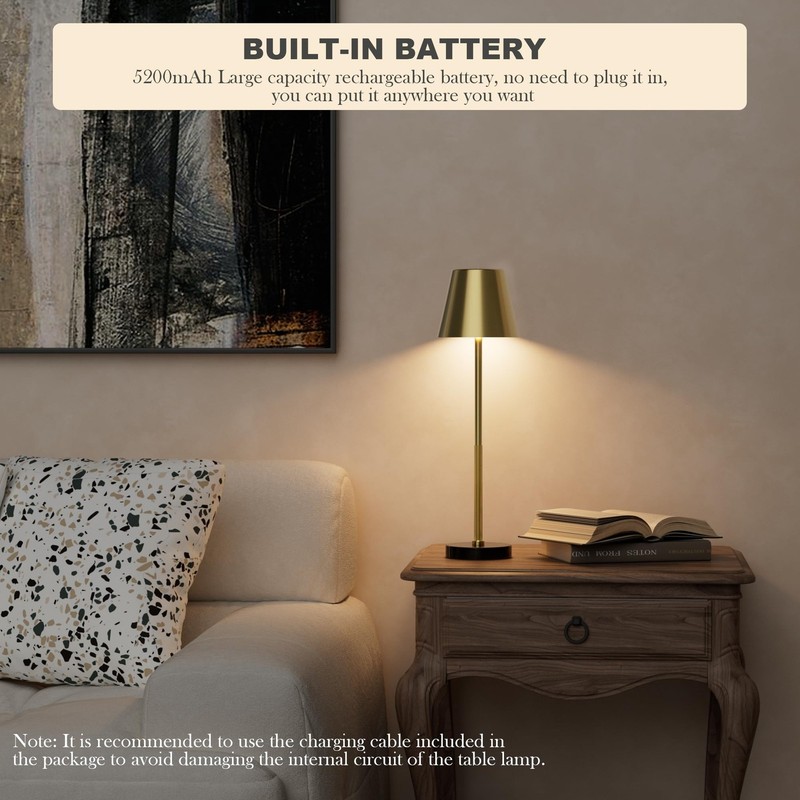 Cordless Table Lamp 2 Pack with Marble Base,5200mAh Battery Operated Lamp,IP5... gallery