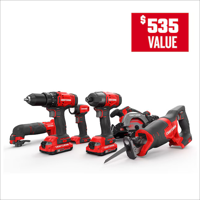CRAFTSMAN CMCK601D2 V20 20-volt Max 6-Tool Power Tool Combo Kit with Soft Case gallery