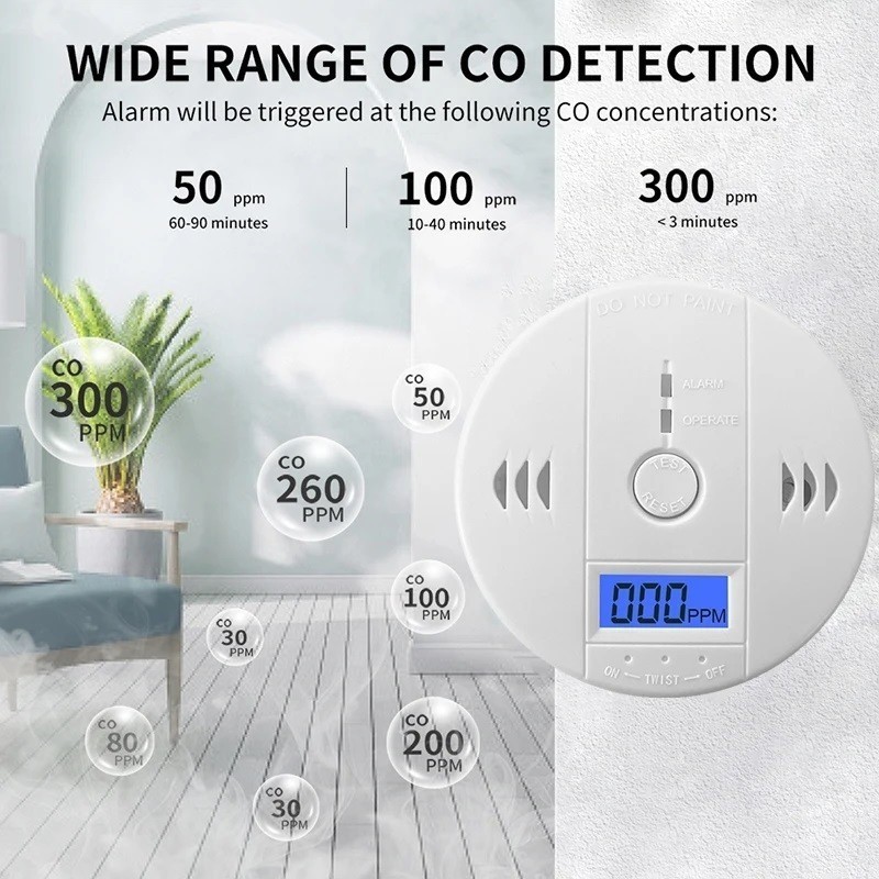 Carbon Monoxide Detector Warning Safety Alarm Sensor LED Digital Battery Powered gallery