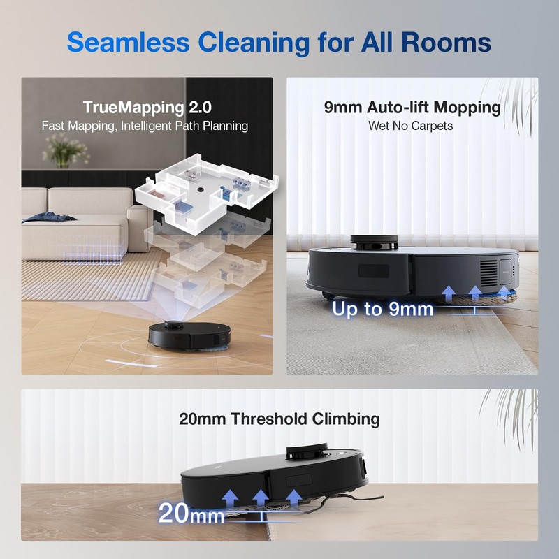 ECOVACS DEEBOT T30S AI Robot Vacum & Mop, 11000Pa, TruEdge Adaptive Edge Mopping gallery
