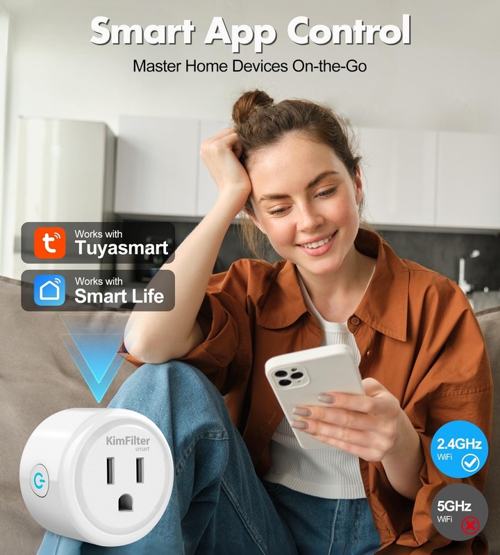 KimFilter Mini Smart Plug, WiFi Socket Works with 2.4GHz Network Only, App Co... gallery