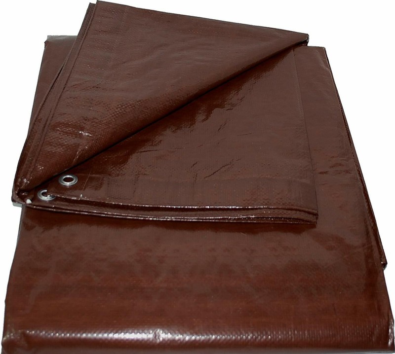 12' x 12' Multipurpose Waterproof Brown Poly Tarp Tarpaulin Cover With Grommets gallery