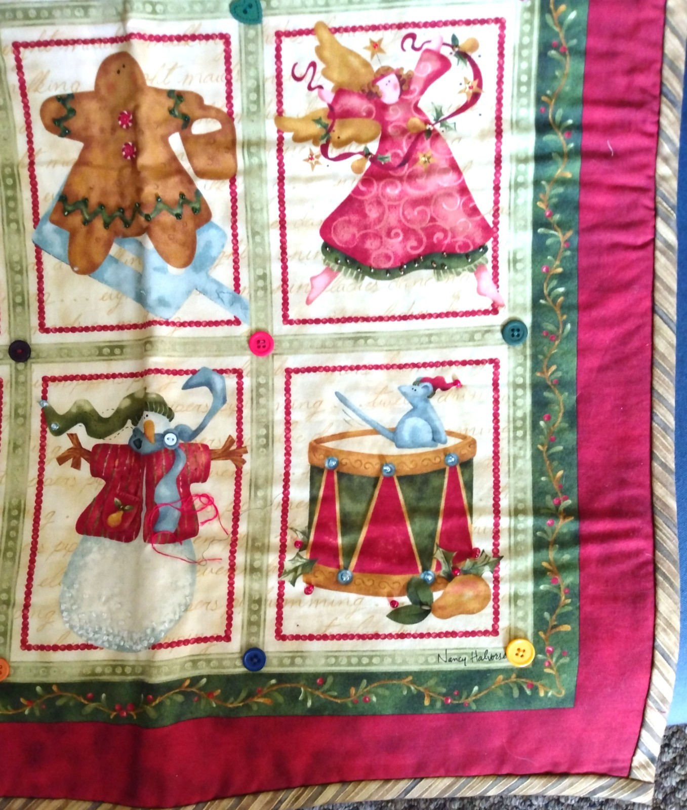 Completed fabric panel ~ 12 DAYS OF CHRISTMAS wall hanging ~ 23½ x 41 inches gallery
