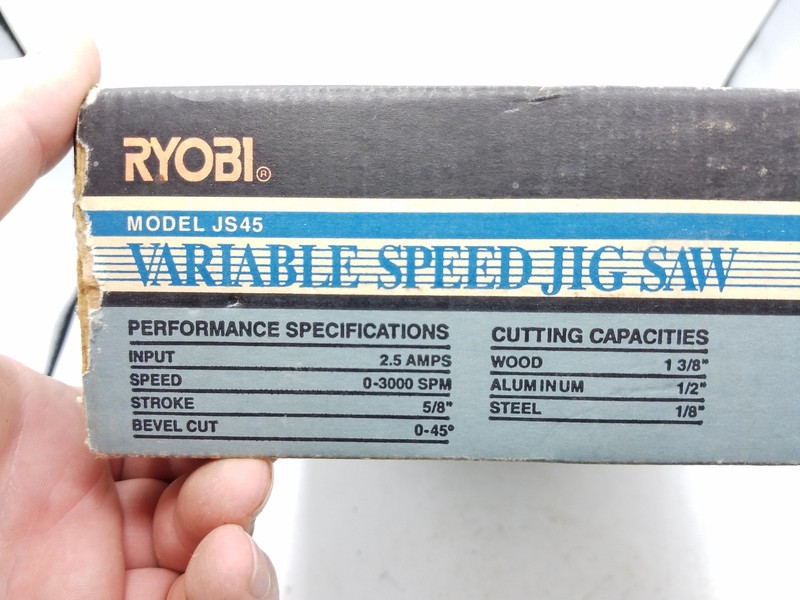 RYOBI Model JS45, Variable Speed Jig Saw. 0-3000 Strokes per Minute. 0-45 Bevel. gallery