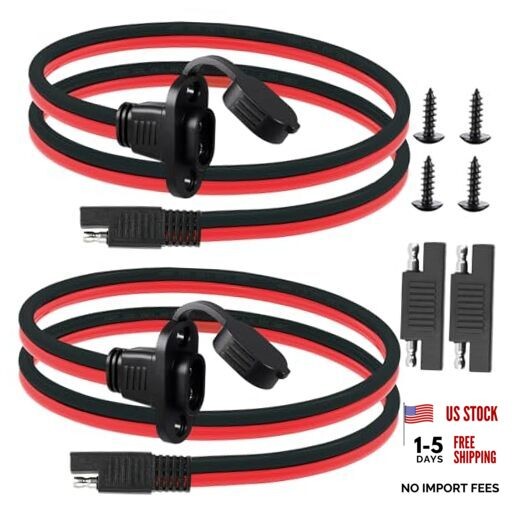 2 Pack 10AWG SAE Power Socket Sidewall Port to SAE Connecters Extension Cable gallery
