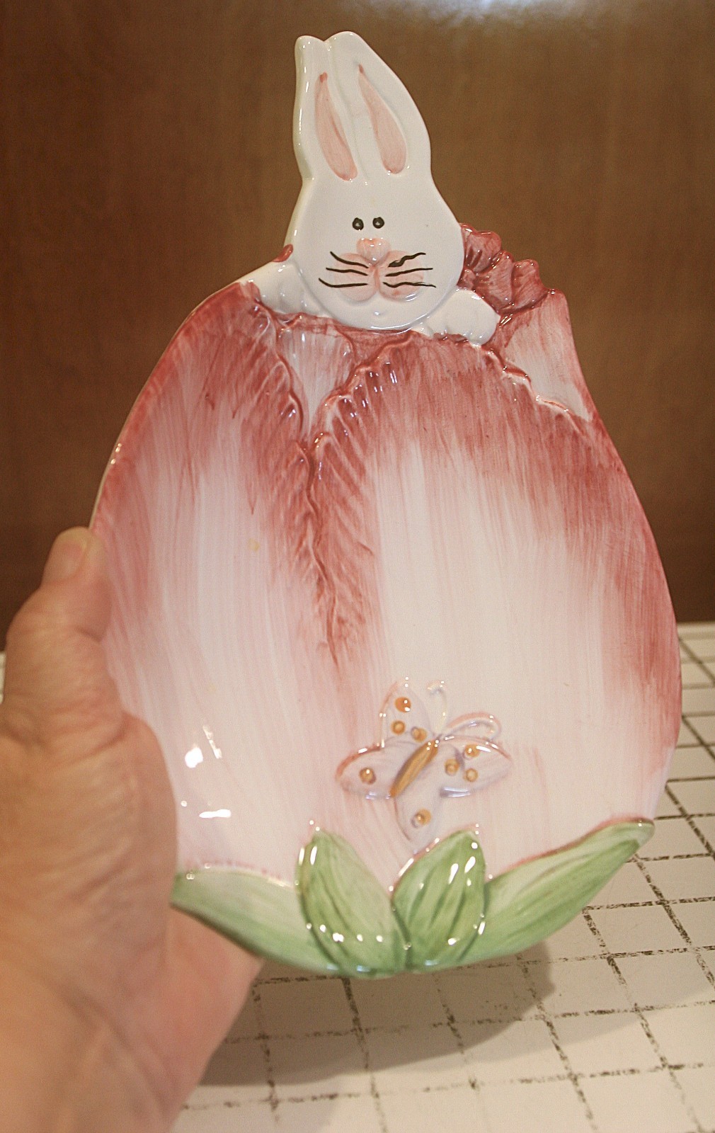 Palm Tree Taiwan Ceramic Dish Bunny Rabbit Candy Trinket Easter Spring gallery