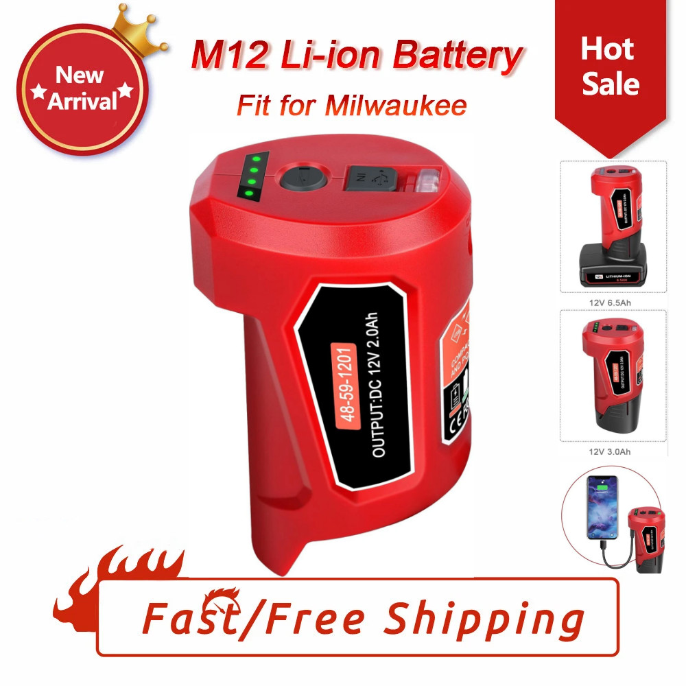 NEW For Milwaukee M12 Battery USB Charger Adapter Power Source 12V 48-59-1201 US gallery