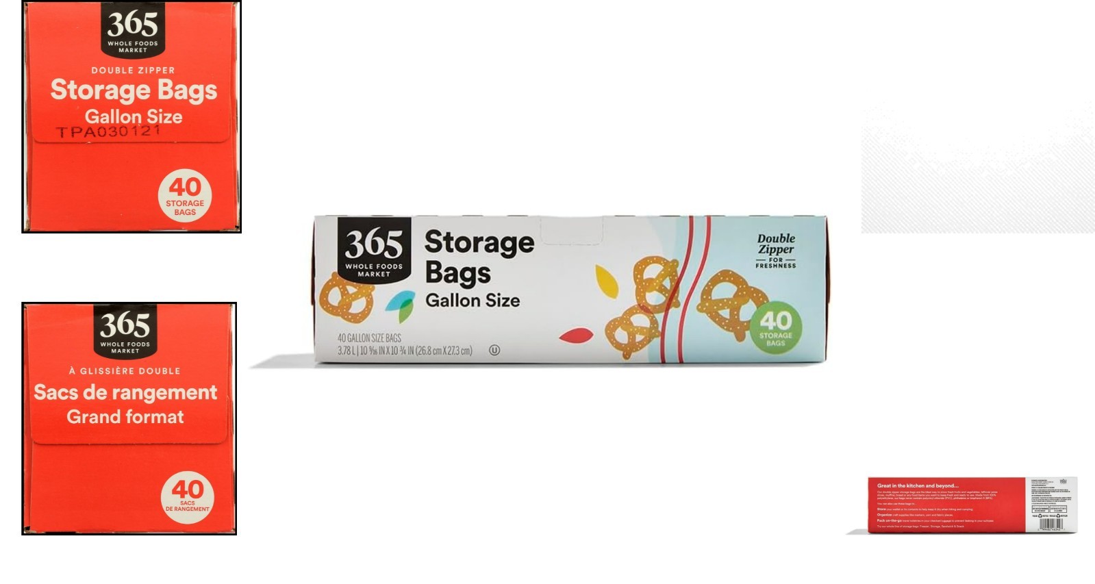 Double Zipper Gallon Storage Bags - 40 Pack, Perfect for Travel & Organization gallery