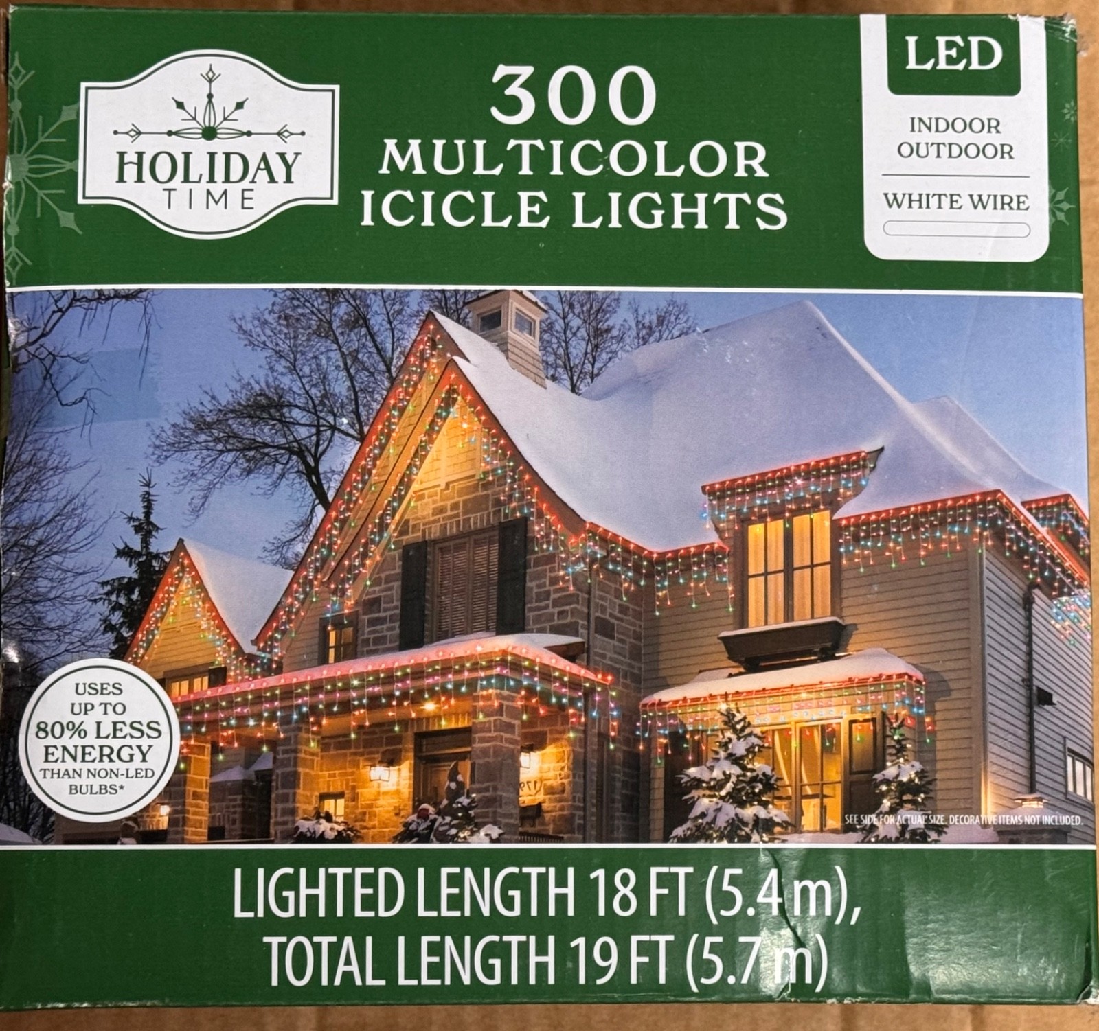 Holiday Time - 300 LED Multicolor Mini Icicle Lights White Wire 19 ft Long TOTAL gallery