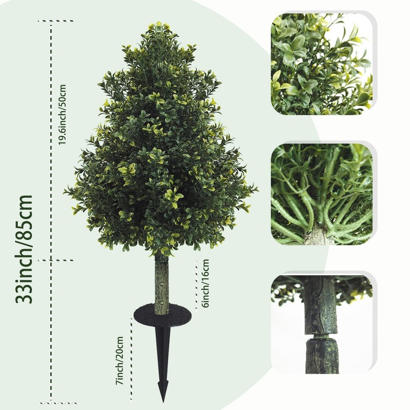 2Pack 55cm Tower Shaped Artificial Topiary Stake with 16cm Extension Rod gallery