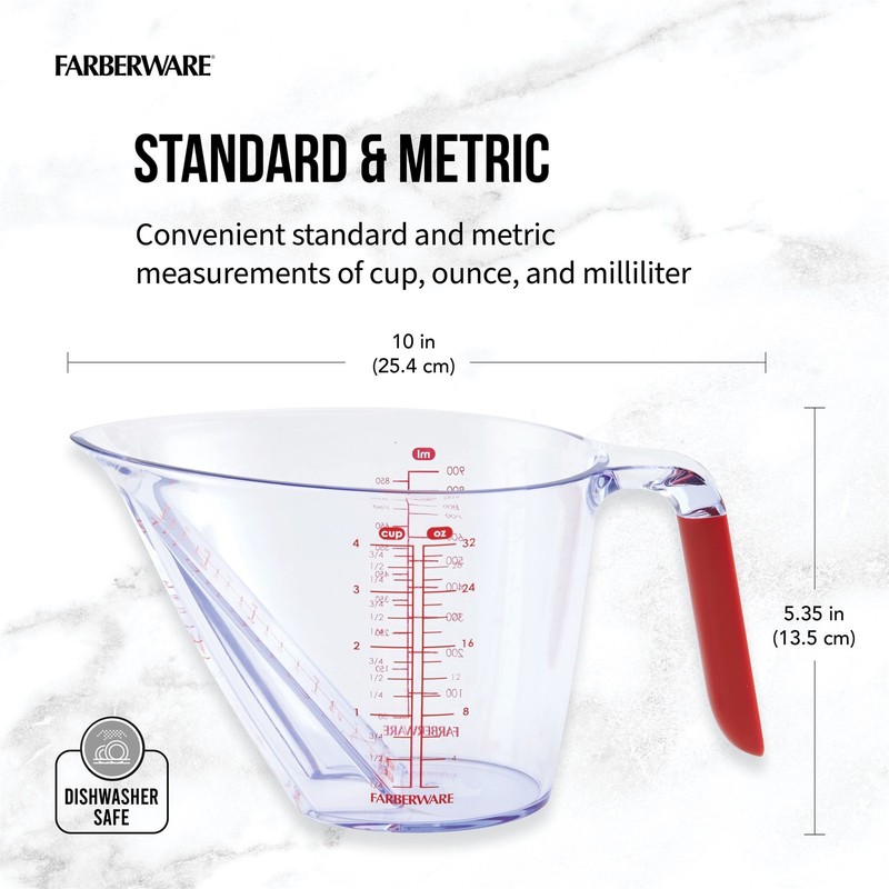 Farberware Pro Angled Measuring Cup, 1 Cup/8 fl. oz. - Red Markings & Handle gallery