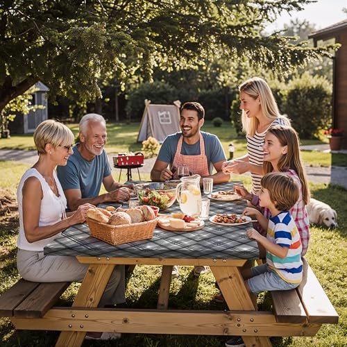 Fitted Waterproof Picnic Table 72" x 30" (Rectangular) Black and White Lines gallery