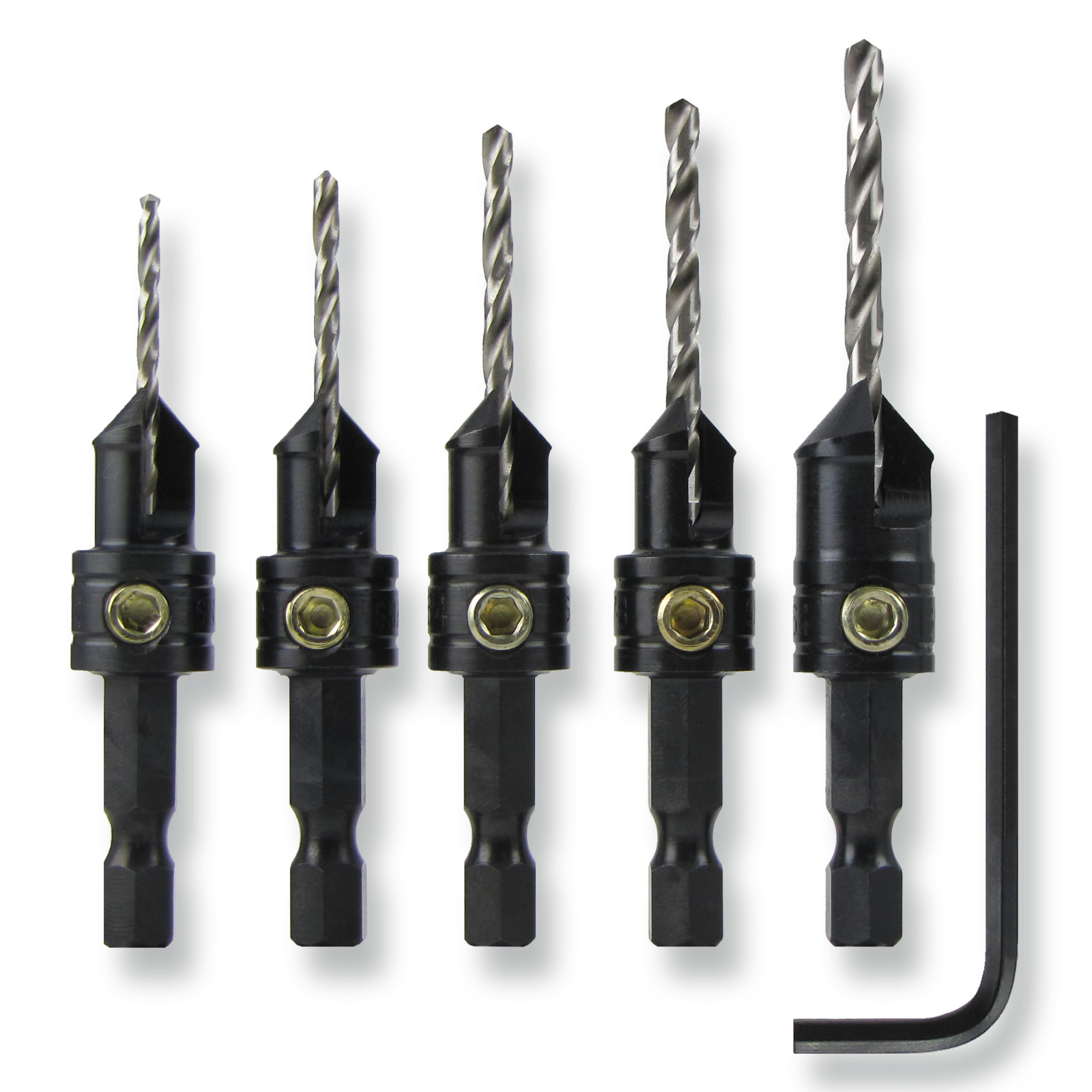 Snappy 5pc Countersink Drill Bit Set MADE IN USA Large Set Screw Quick Change gallery