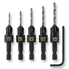 Snappy 5pc Countersink Drill Bit Set MADE IN USA Large Set Screw Quick Change