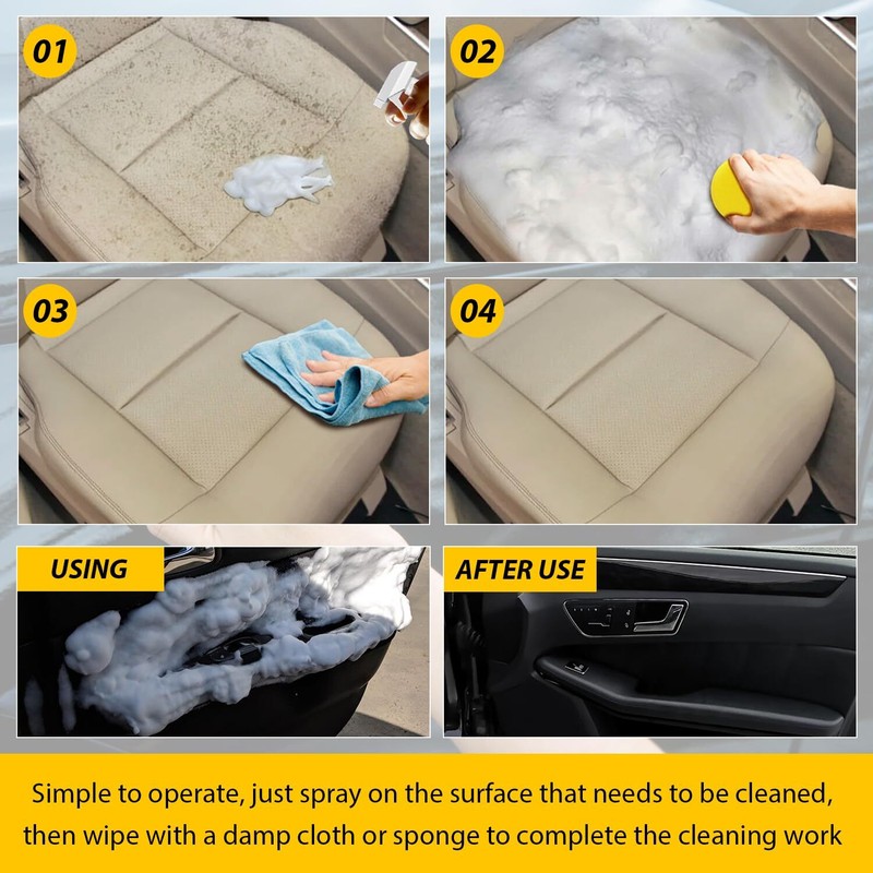 2PCS Car Interior Foam Cleaner Spray - Stain Remover for Seats & Upholstery gallery