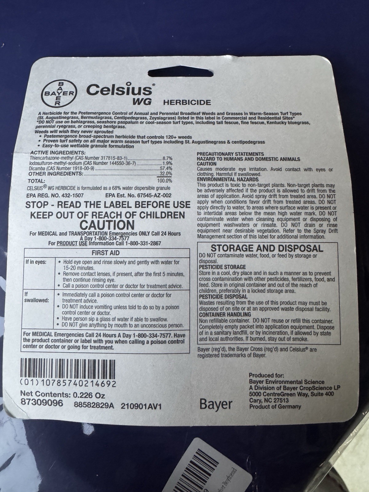 Celsius WG - Single dose 0.226 oz Easy Mix Packet - Post Emerge Weed Control FS gallery