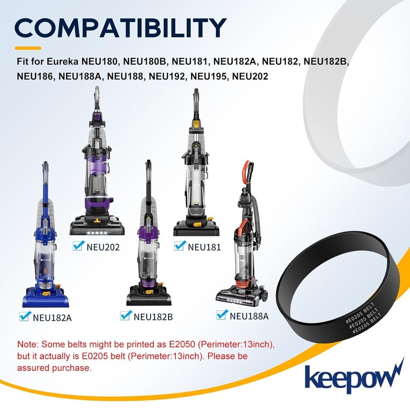 2 Pack KEEPOW E0205 Vacuum Belt Replacement for Eureka Power Speed Series Vacuum gallery