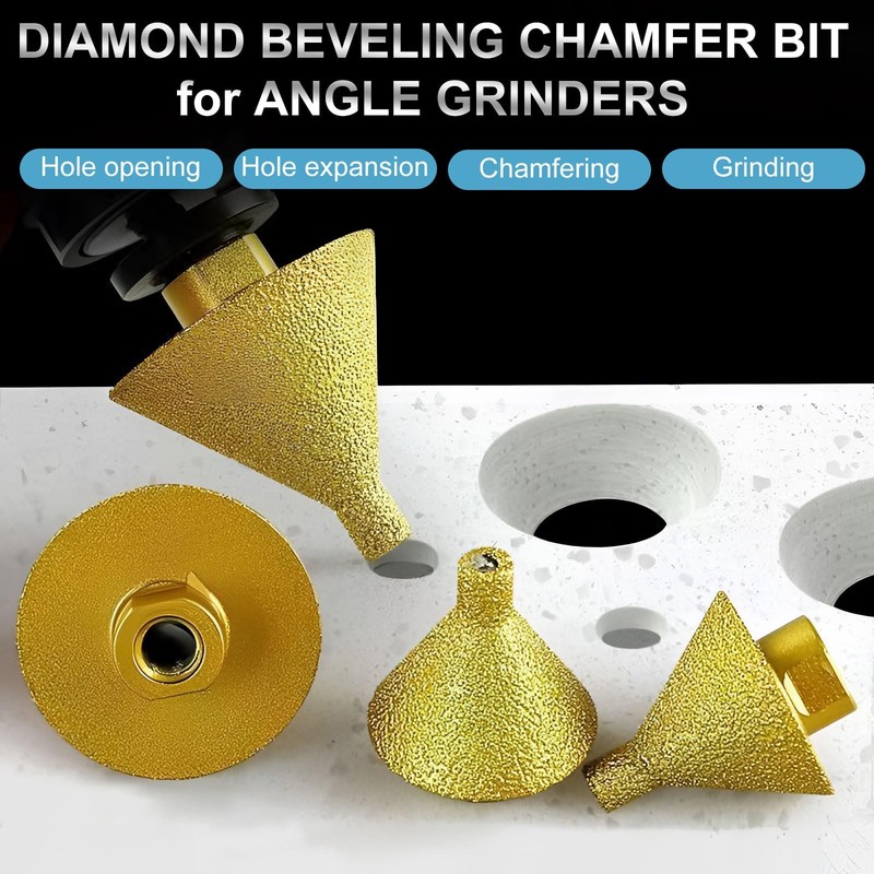 2Pcs Diamond Beveling Chamfer Bit for Angle Grinders, 0-2" + 0-1.5" Dia Count... gallery