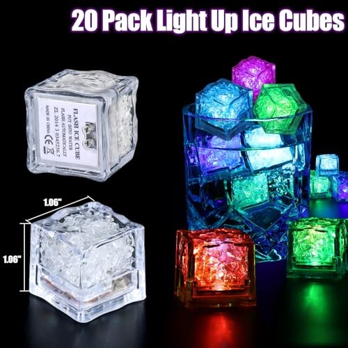 20 Pack Light Up Ice Cubes for Drinks, Led Ice Cubes with Color Changing 20PCS gallery