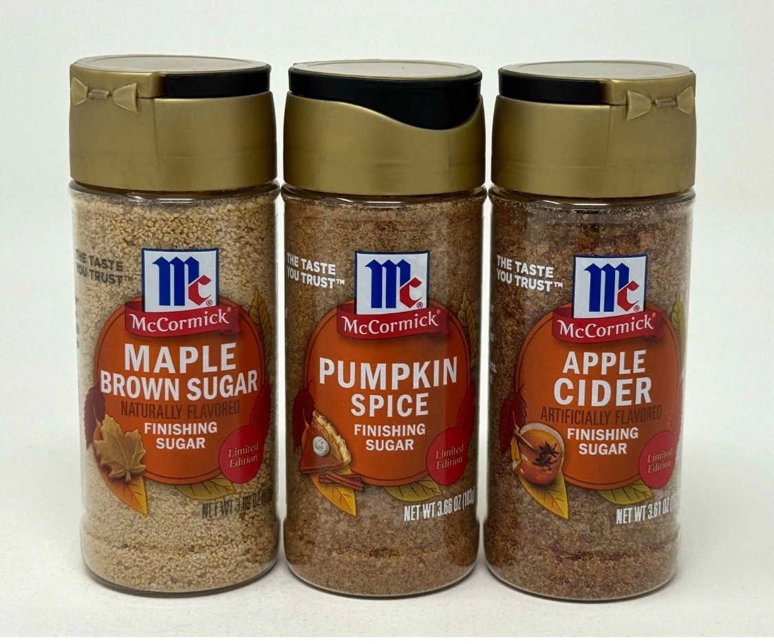 3 McCormick Finishing Sugar Set Apple Cider, Maple Brown Sugar & Pumpkin Spice gallery
