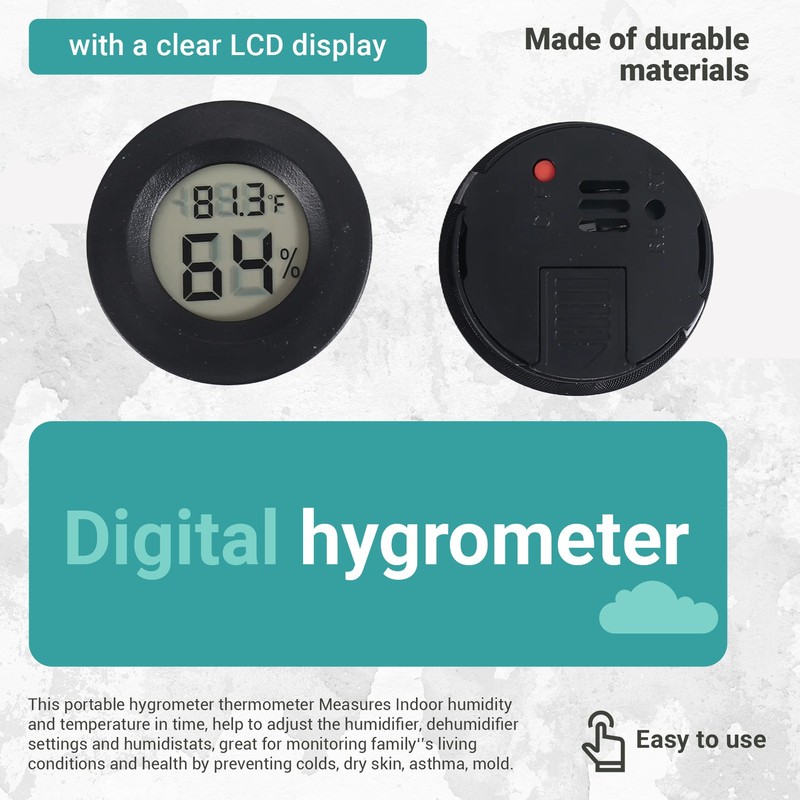 5-pack Hygrometer Digital LCD Humidity Meter for Humidifiers3846 gallery