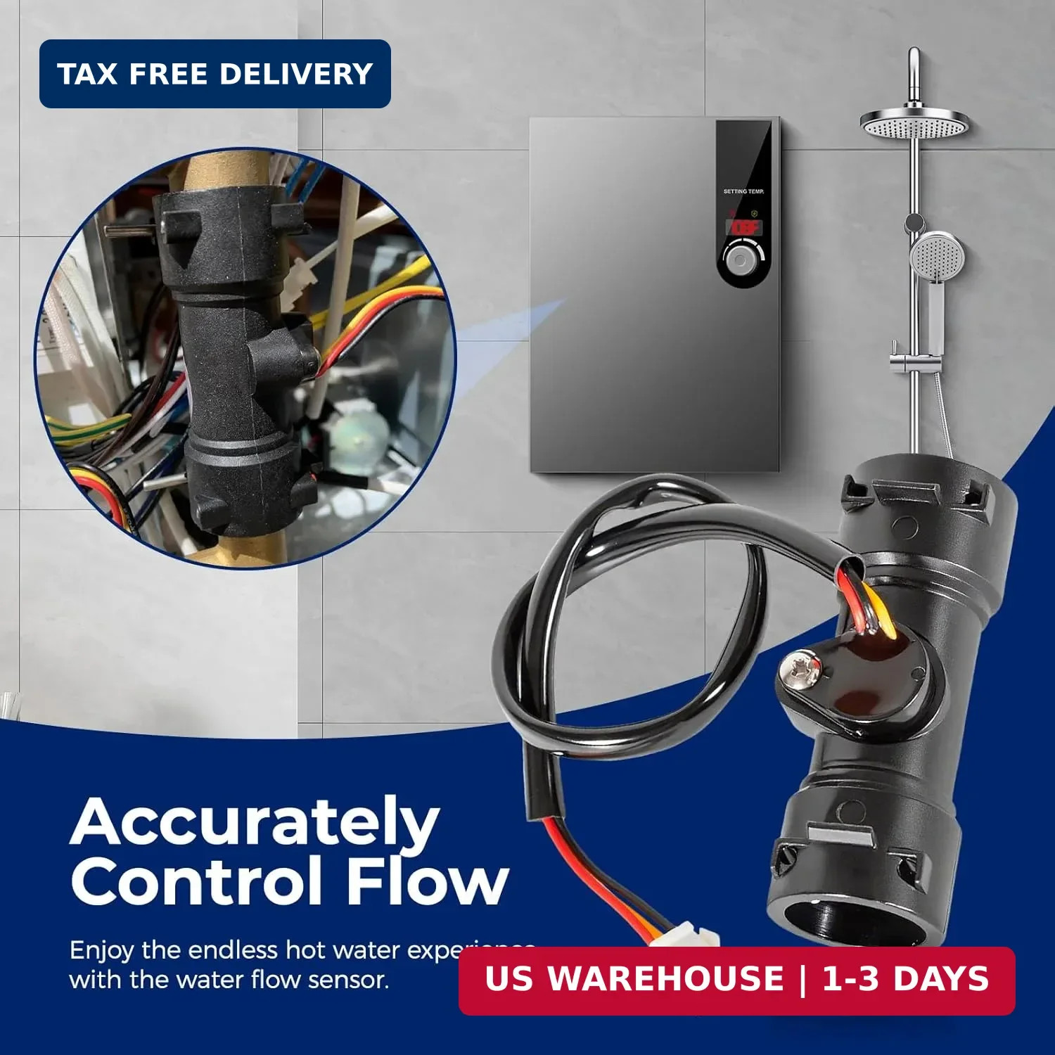 Water Flow Sensor Kit - Compatible with CAMPLUX, Ranein, Recpro, Girard, Fogatti gallery