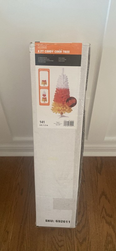 NEW IN BOX Halloween 4Ft Candy Corn White Orange Yellow Tree Decor gallery