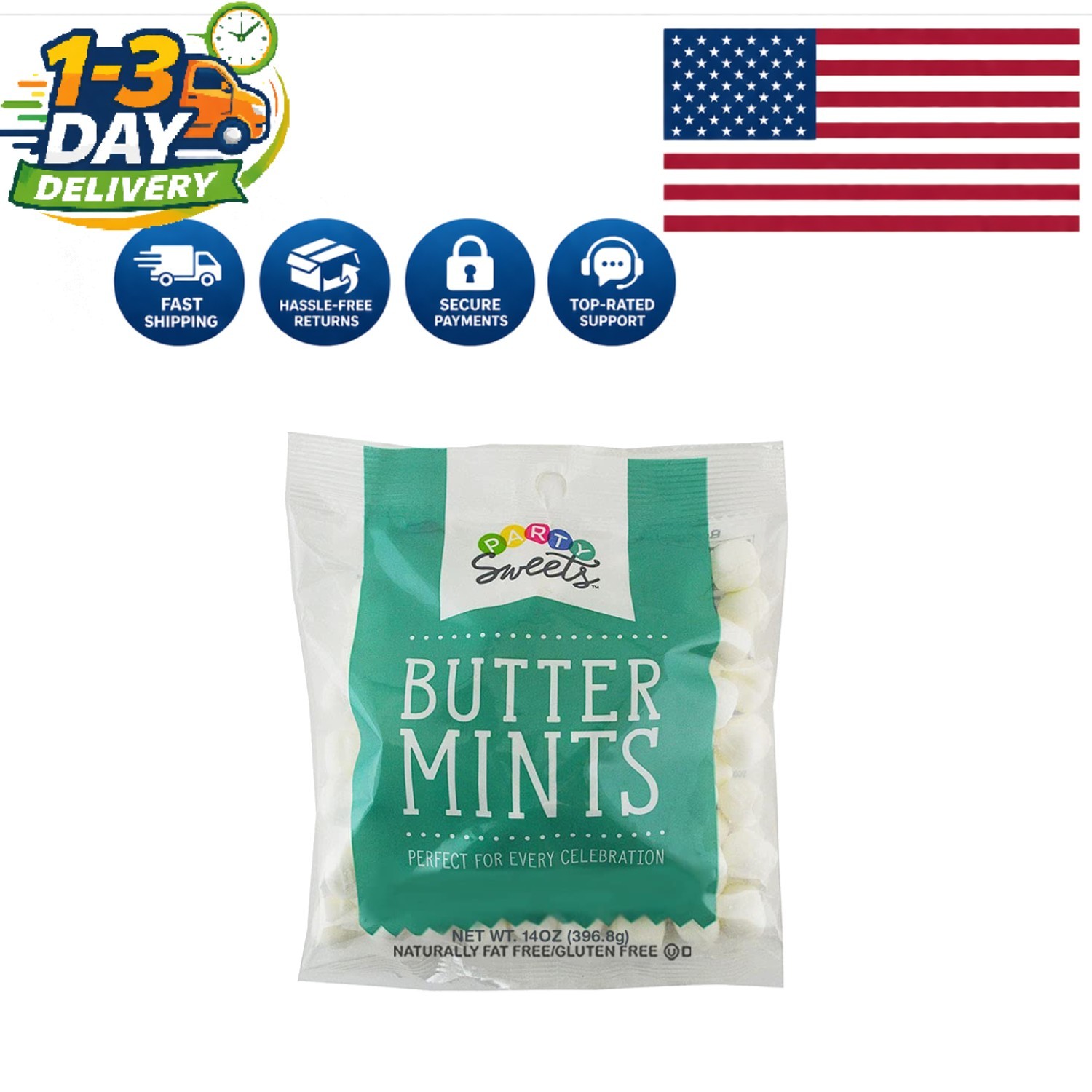 Unwrapped White Buttermints 14 Ounces - Kosher, Fat Free Treats for All Ages gallery