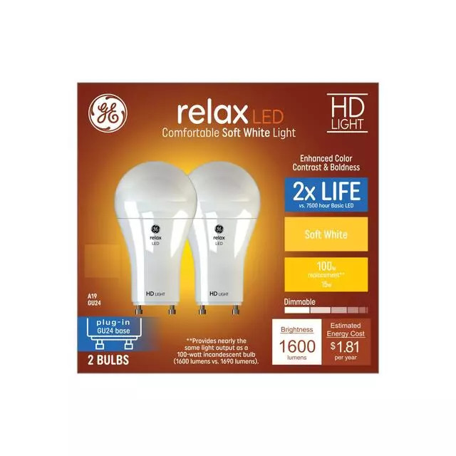 Relax LED comfortable soft white light box of two, Gu24 base, 15W 100W replace