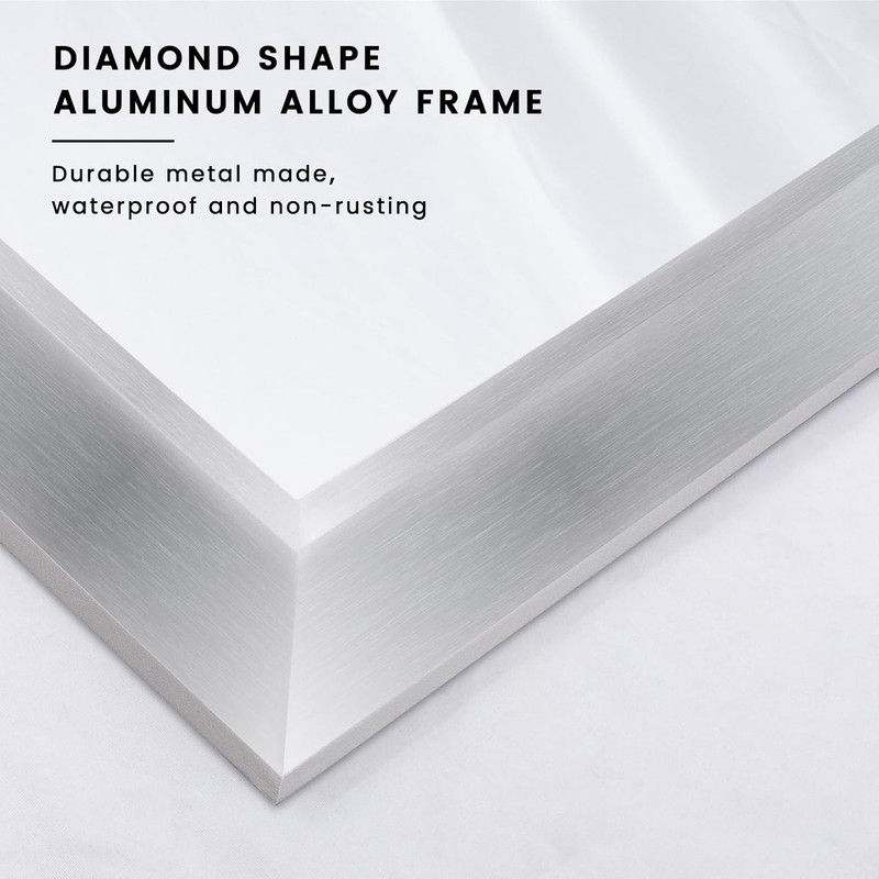 48x32 Inch Silver Bathroom Mirror, Thick Metal Frame, Horizontal/Vertical gallery