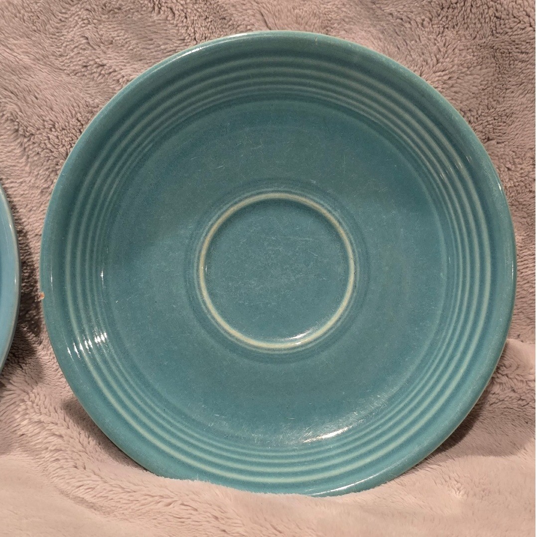 Vintage Fiestaware Turquoise Saucer Set of 2 Vintage Pottery gallery