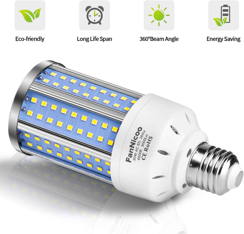 2-Pack 200W Equivalent LED Corn Light Bulb 3000 Lumen 6500K Cool White Daylight gallery