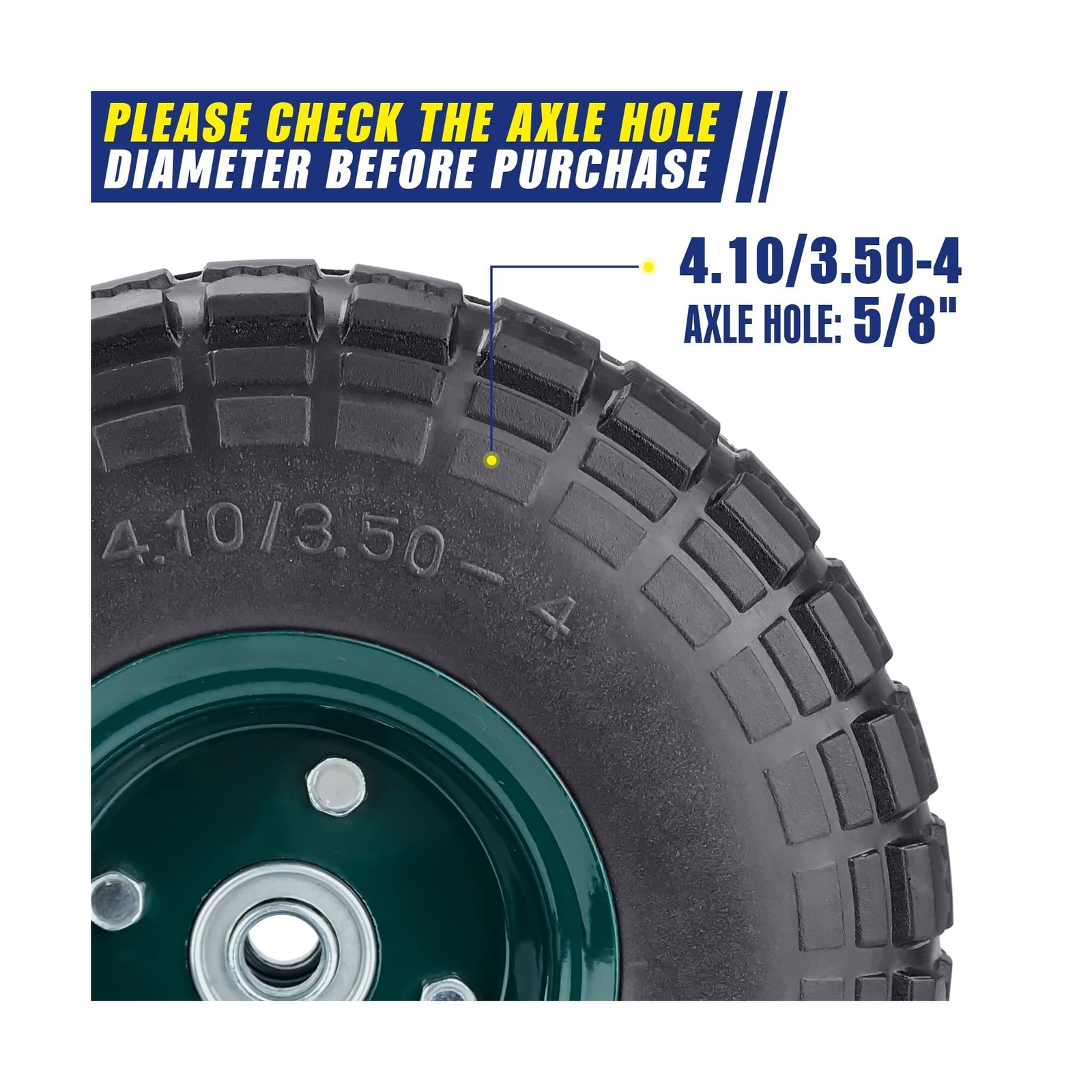 4 Pcs 10" Flat Free Tires Solid Pneumatic Tires Wheels, 4.10/3.50-4 Air Less ... gallery