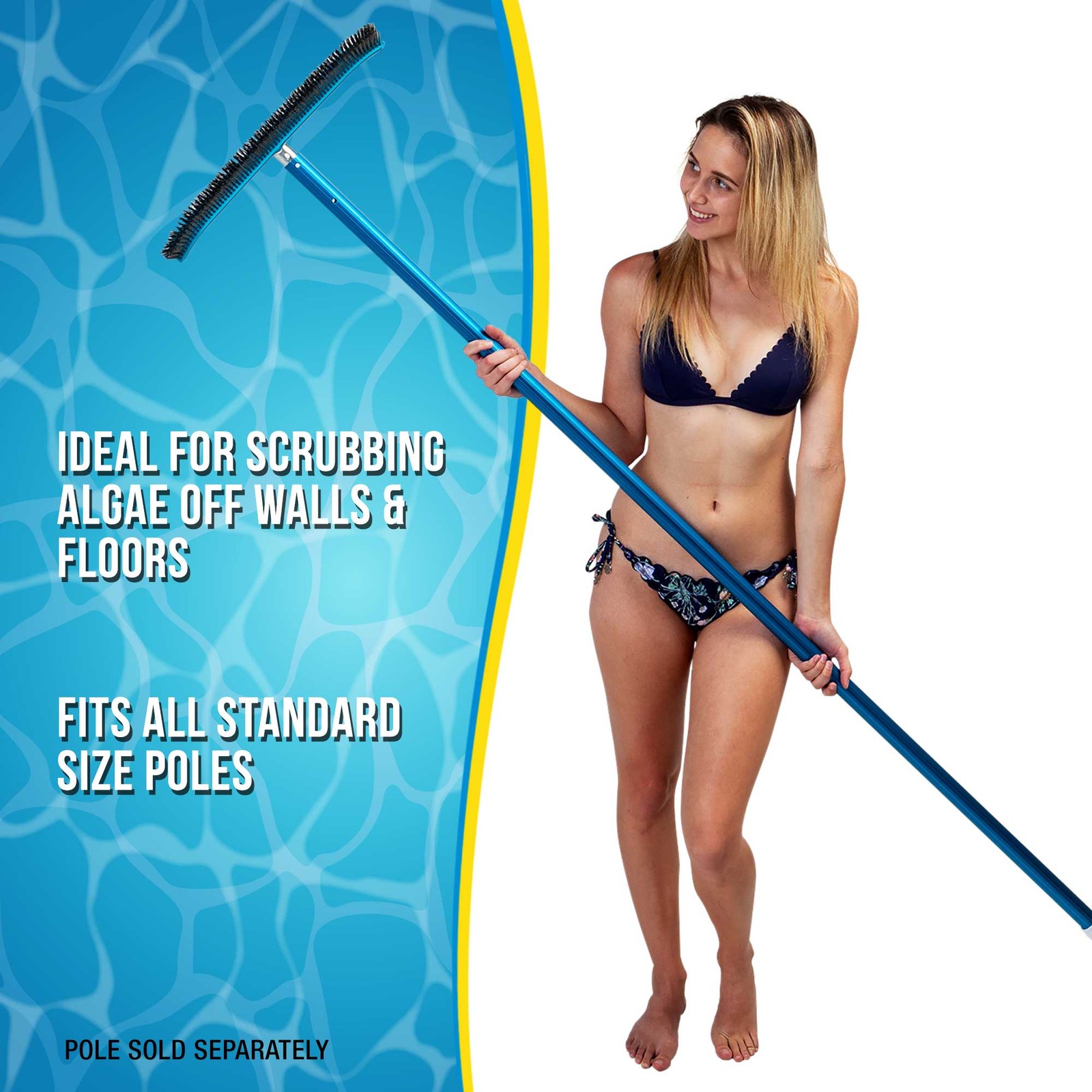 Professional 18" Stainless Steel Swimming Pool Algae Brush with EZ Clip Handle gallery