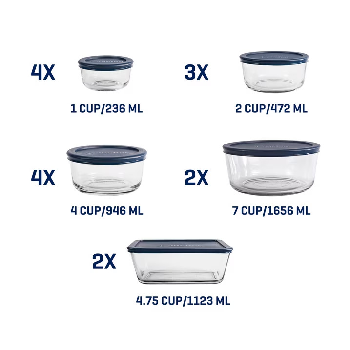 Anchor Hocking Glass Food Storage Containers with SnugFit Lids, 30 Piece Set gallery