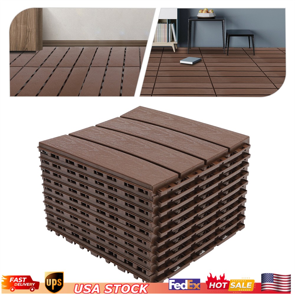 12x12" Plastic Interlocking Composite Decking Floor Deck Tiles Bacony Pavers gallery