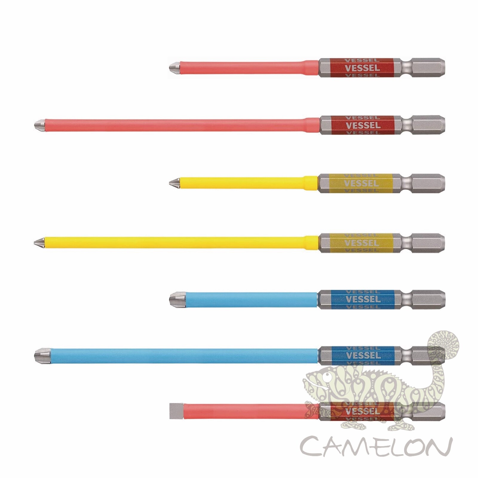 VESSEL GOSAI Color Coded Driver Bit with Tube No.GSC16 1,2,3,-6 100-150mm Japan gallery