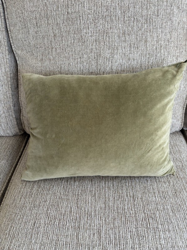 Ikea Arden Liten Wool Needlepoint Down Lumbar Pillow Green Velvet Zipper 18x14 gallery