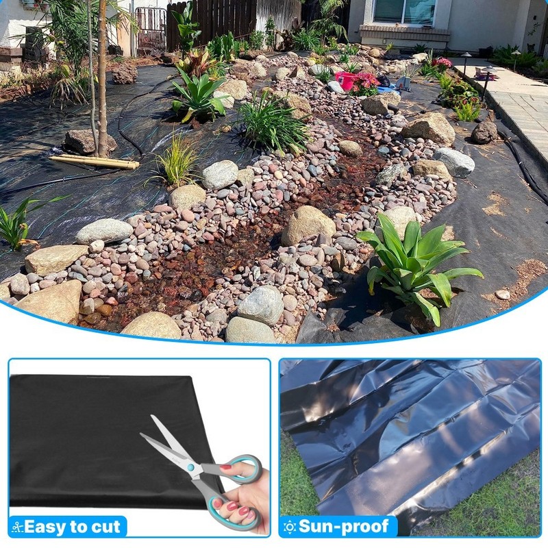 8-40MIL Thickness Black Durable Flexible Pond Liner Rubber PVC Pool Landscaping gallery