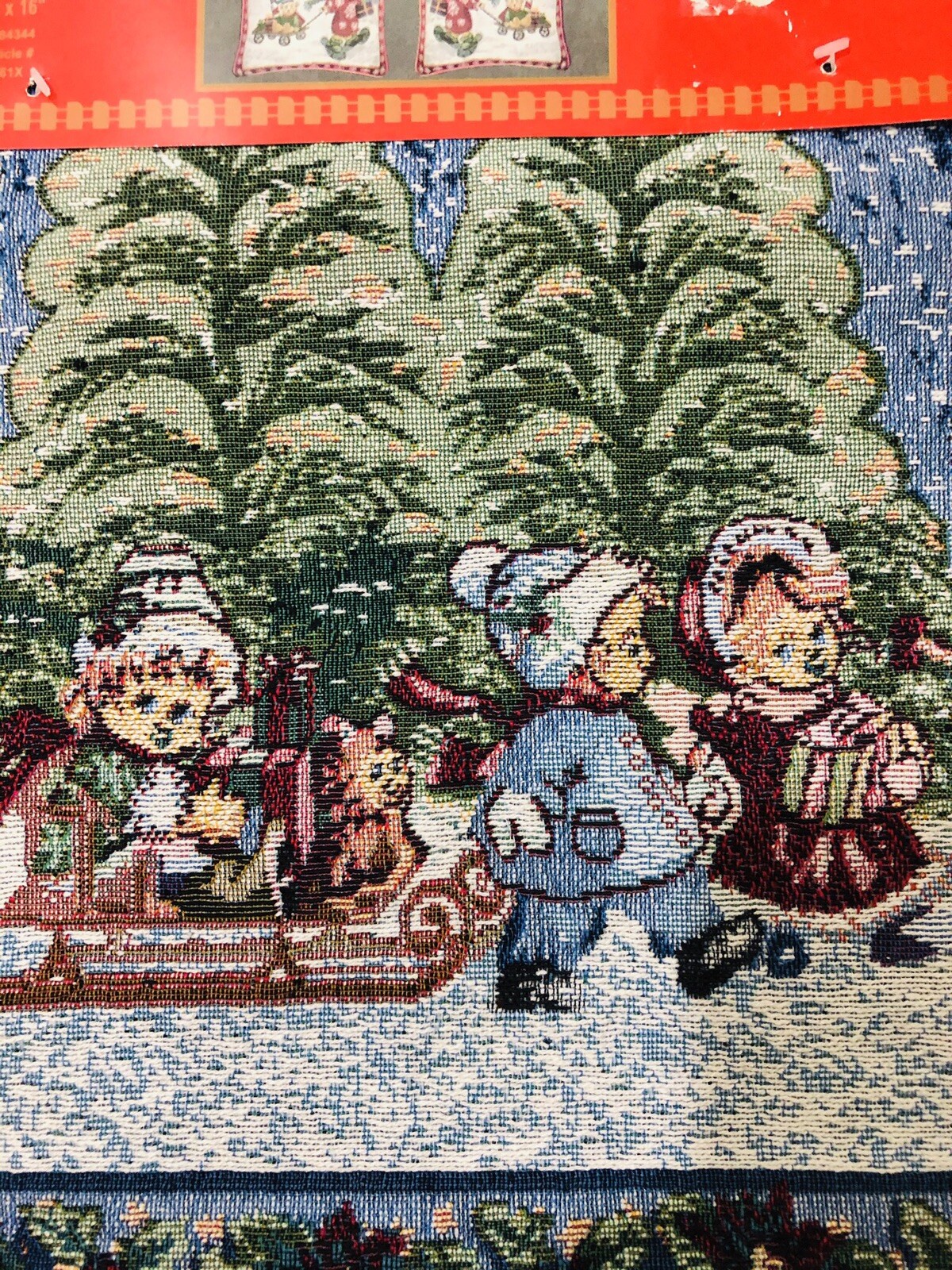 Xmas Children Riding Sled Decor Woven Tapestry Cushion Cover Azar Ind 16 x 16 gallery
