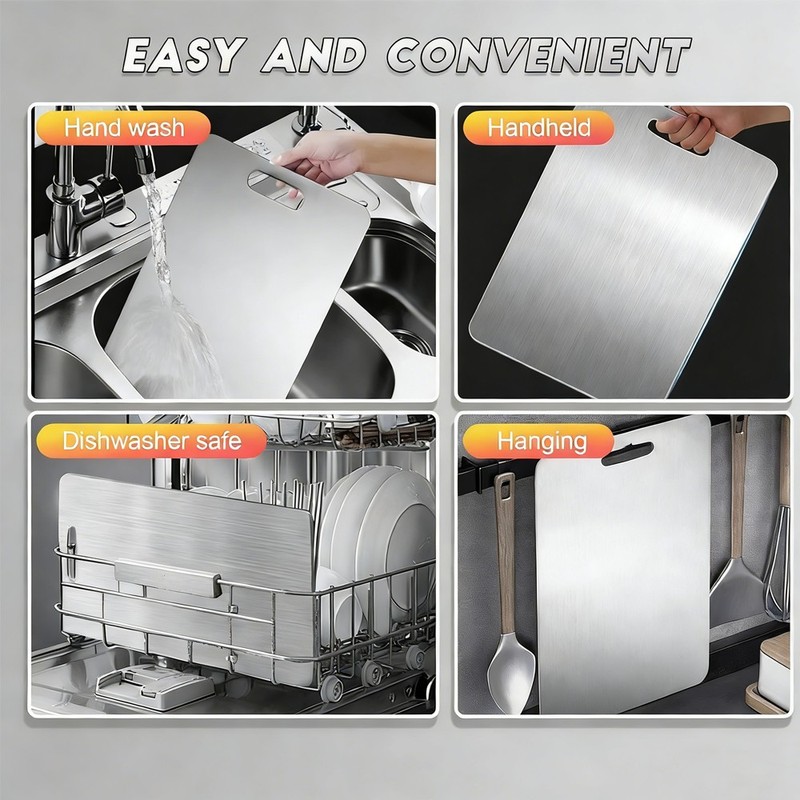 Stainless Steel Cutting Board Double-Sided Titanium Chopping Board for Kitchen gallery
