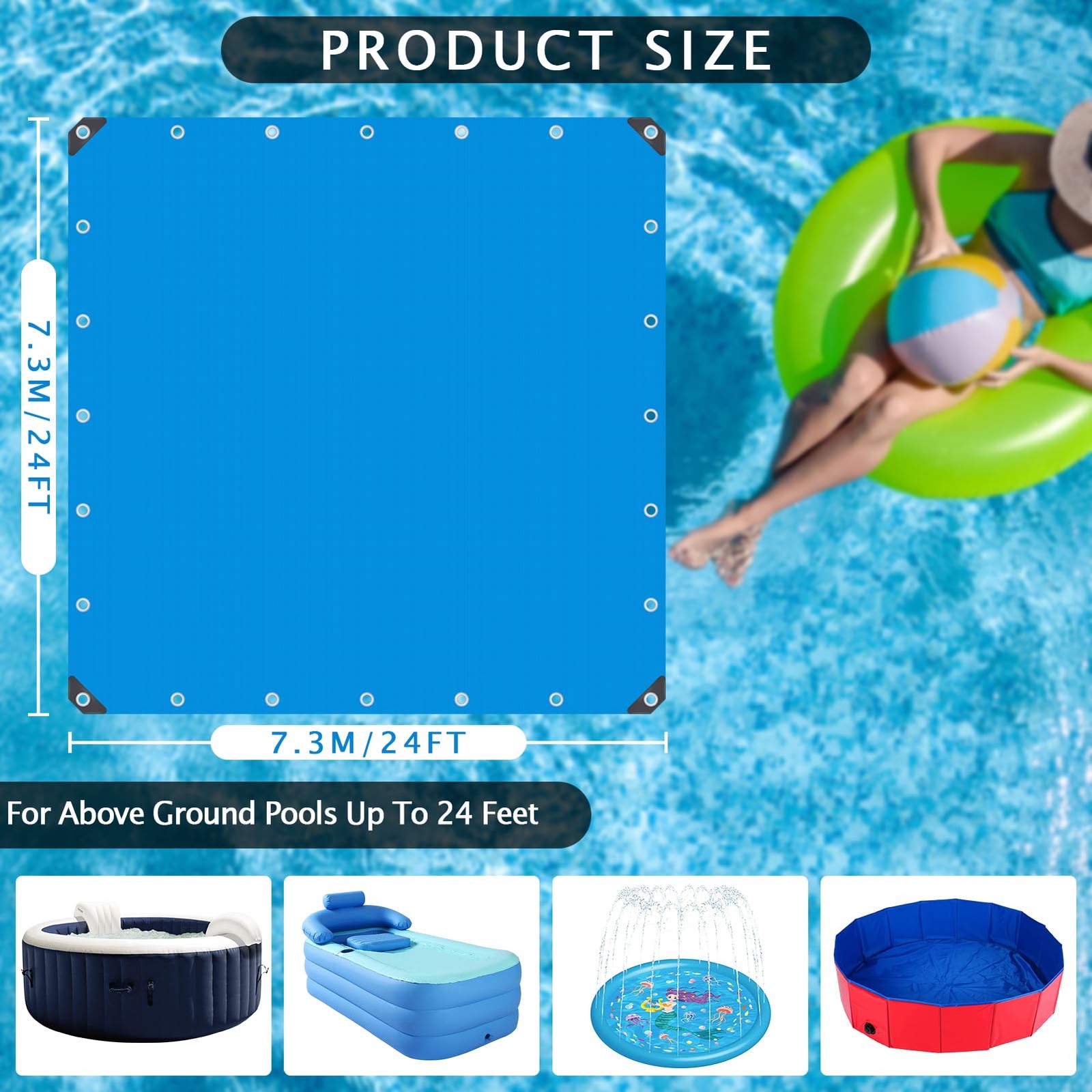 Heavy Duty 24x24 Ft Pool Ground Cloth - Puncture-Resistant Liner Pad gallery