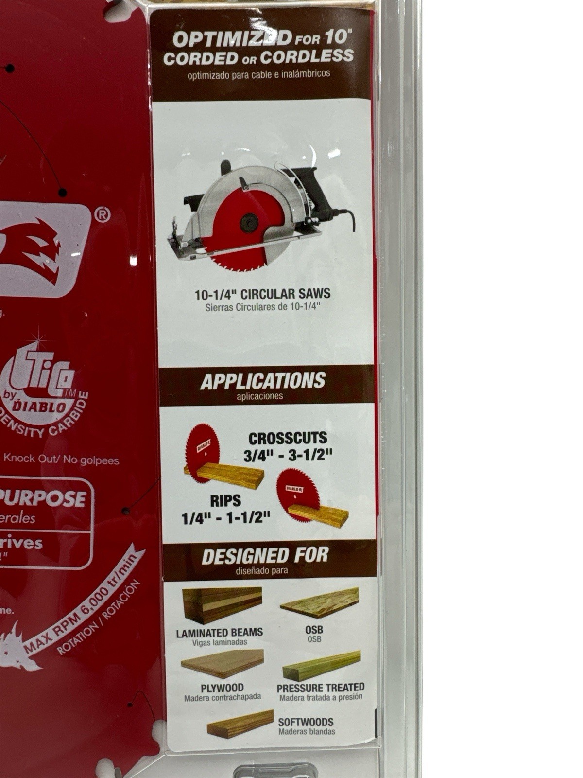 DIABLO Laser Cut Thin 10-1/4? 40 teeth General Purpose Wood Saw Blade D1040W gallery