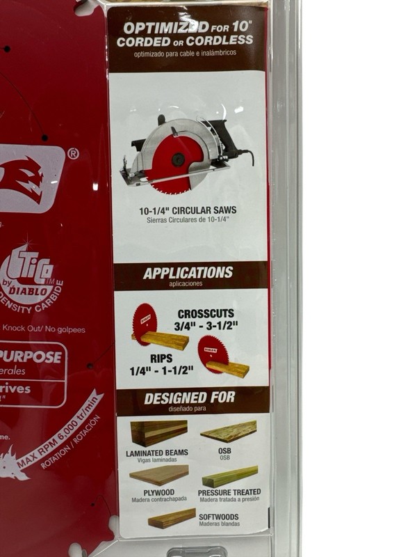 DIABLO Laser Cut Thin 10-1/4? 40 teeth General Purpose Wood Saw Blade D1040W gallery