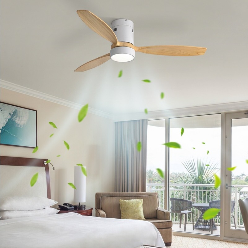 Sofucor Solid Wood Ceiling Fan with 18W LED and Remote Timer/Quiet DC 6 Speed US gallery