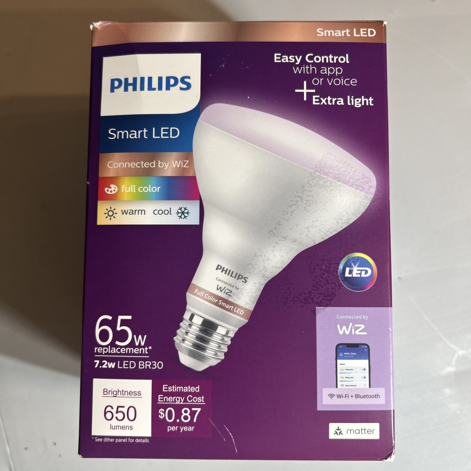 Philips Smart LED BR30 Light Bulb 65W Equivalent Wi-Fi Color 7.2BR30 gallery