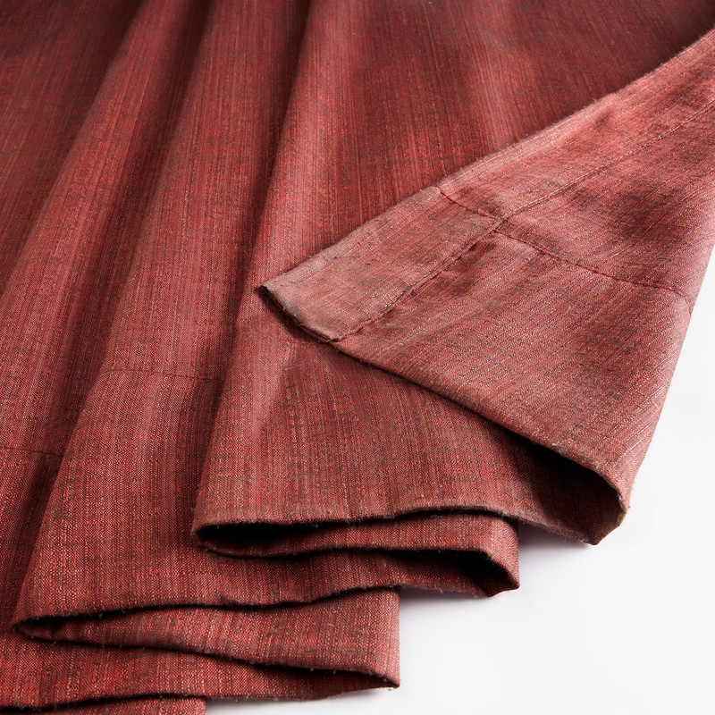 Rustic Red Linen Weave Light Filtering Curtains 96" Long - 2 Panels gallery