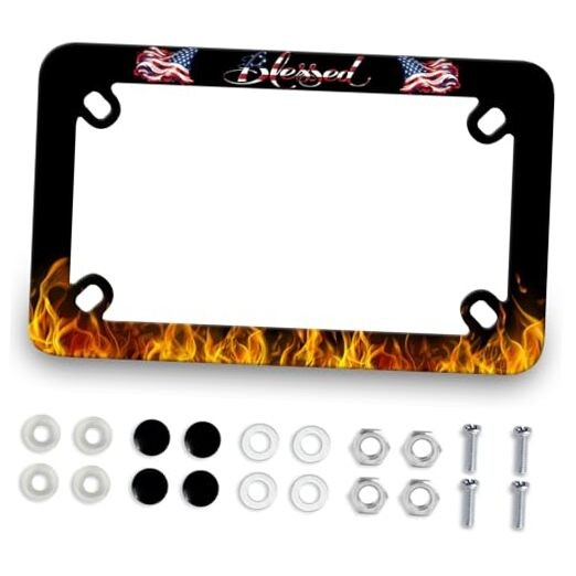 Motorcycle Blessed License Plate Frame American Blessed American Flag Design gallery