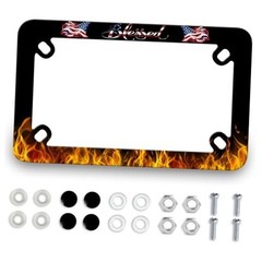Motorcycle Blessed License Plate Frame American Blessed American Flag Design